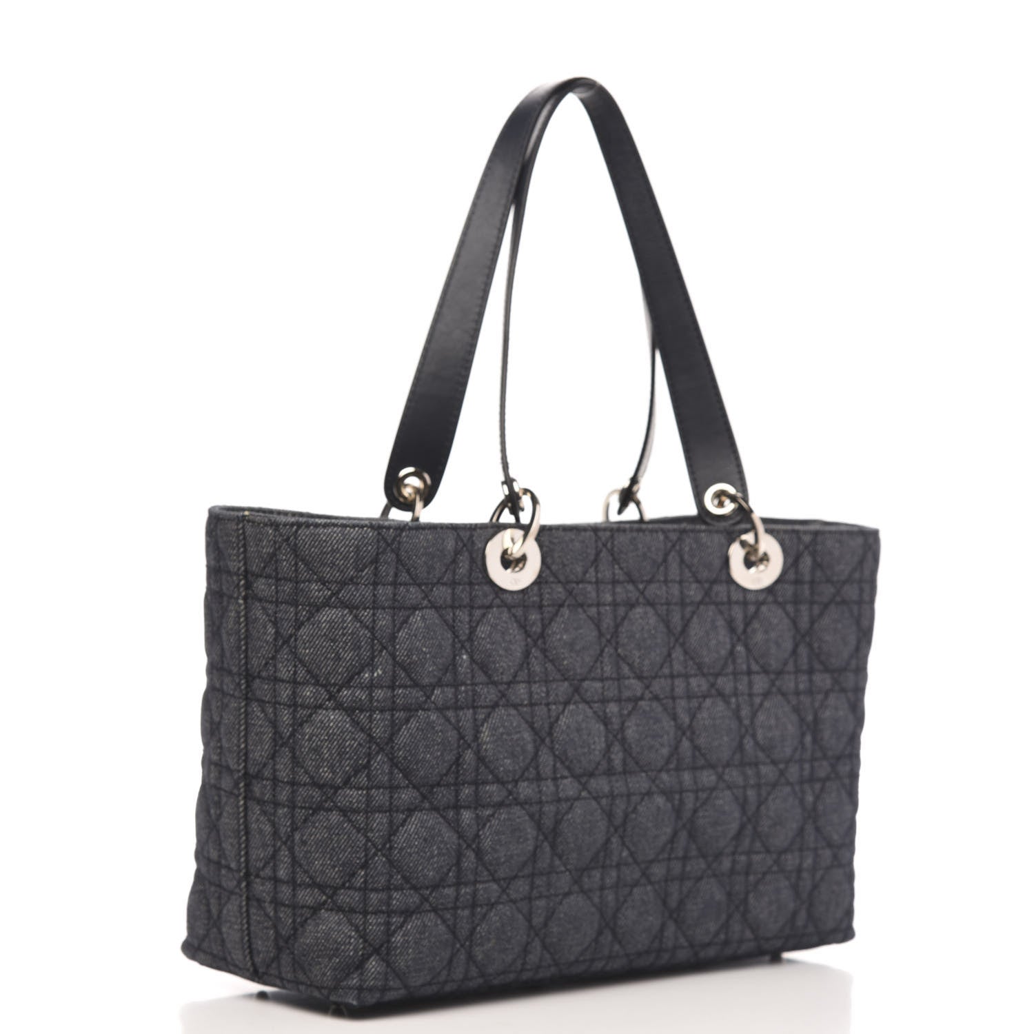 Christian Dior Denim Cannage Lady Dior Shopper Tote Blue 3 of 9