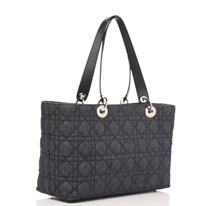 Christian Dior Denim Cannage Lady Dior Shopper Tote Blue 3 of 9