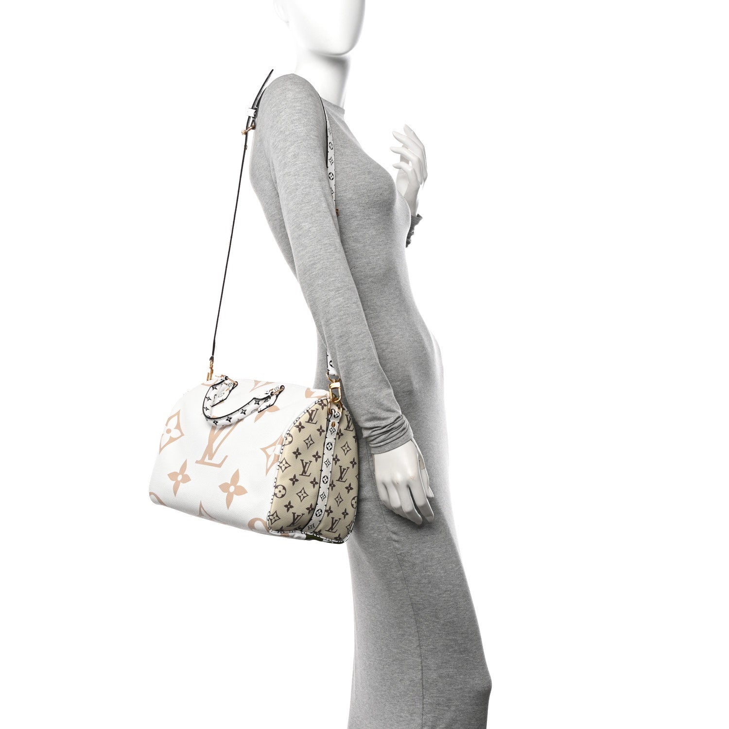 Louis Vuitton Monogram Giant Speedy Bandouliere 30 Kaki Beige 2 of 12