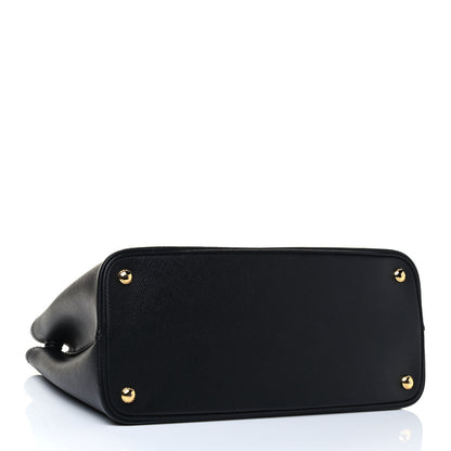 Prada Saffiano Cuir Small Double Bag Black Fuoco 3 of 4