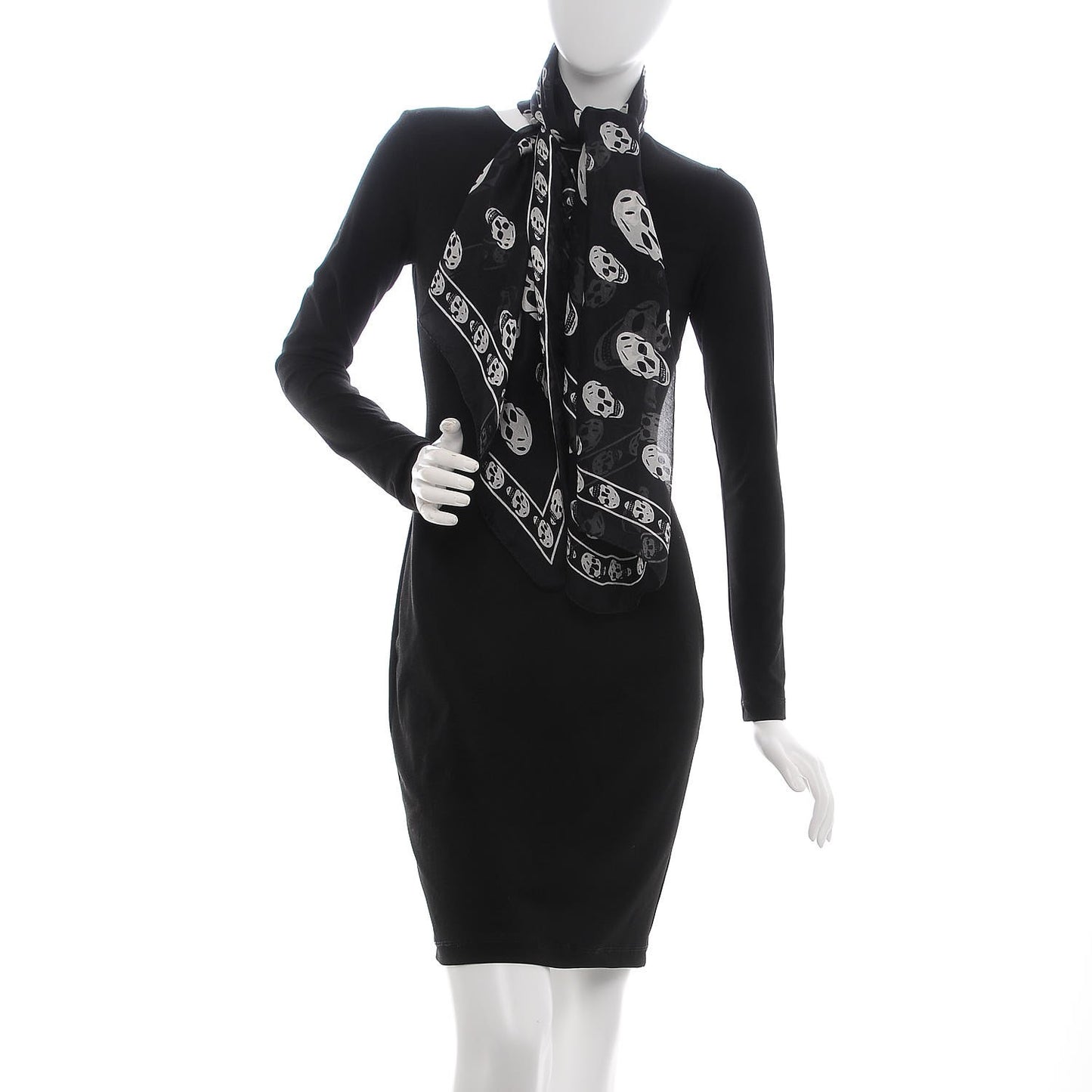 Silk Chiffon Skull Scarf Black Ivory