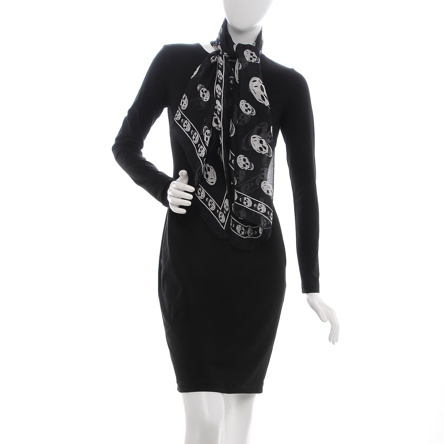 Alexander McQueen Silk Chiffon Skull Scarf Black Ivory 2 of 6