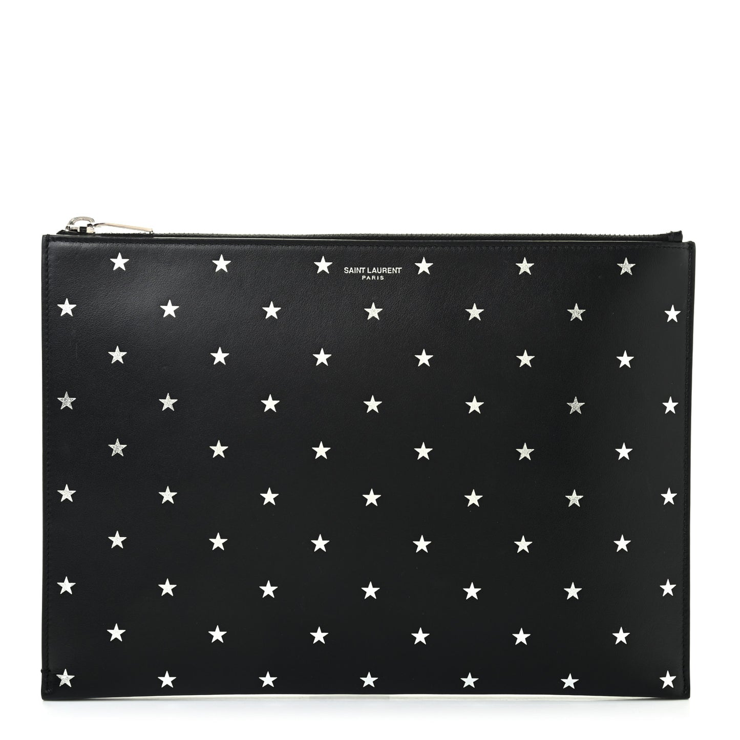 Calfskin Star Logo Zipped Tablet Pouch Black