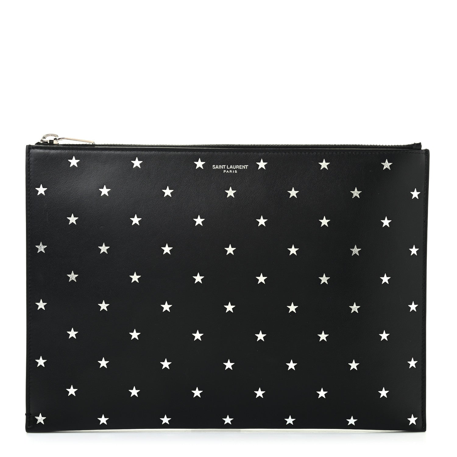 Saint Laurent Calfskin Star Logo Zipped Tablet Pouch Black 1 of 7