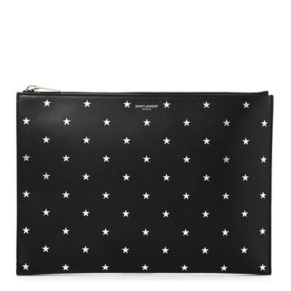 Saint Laurent Calfskin Star Logo Zipped Tablet Pouch Black 1 of 7