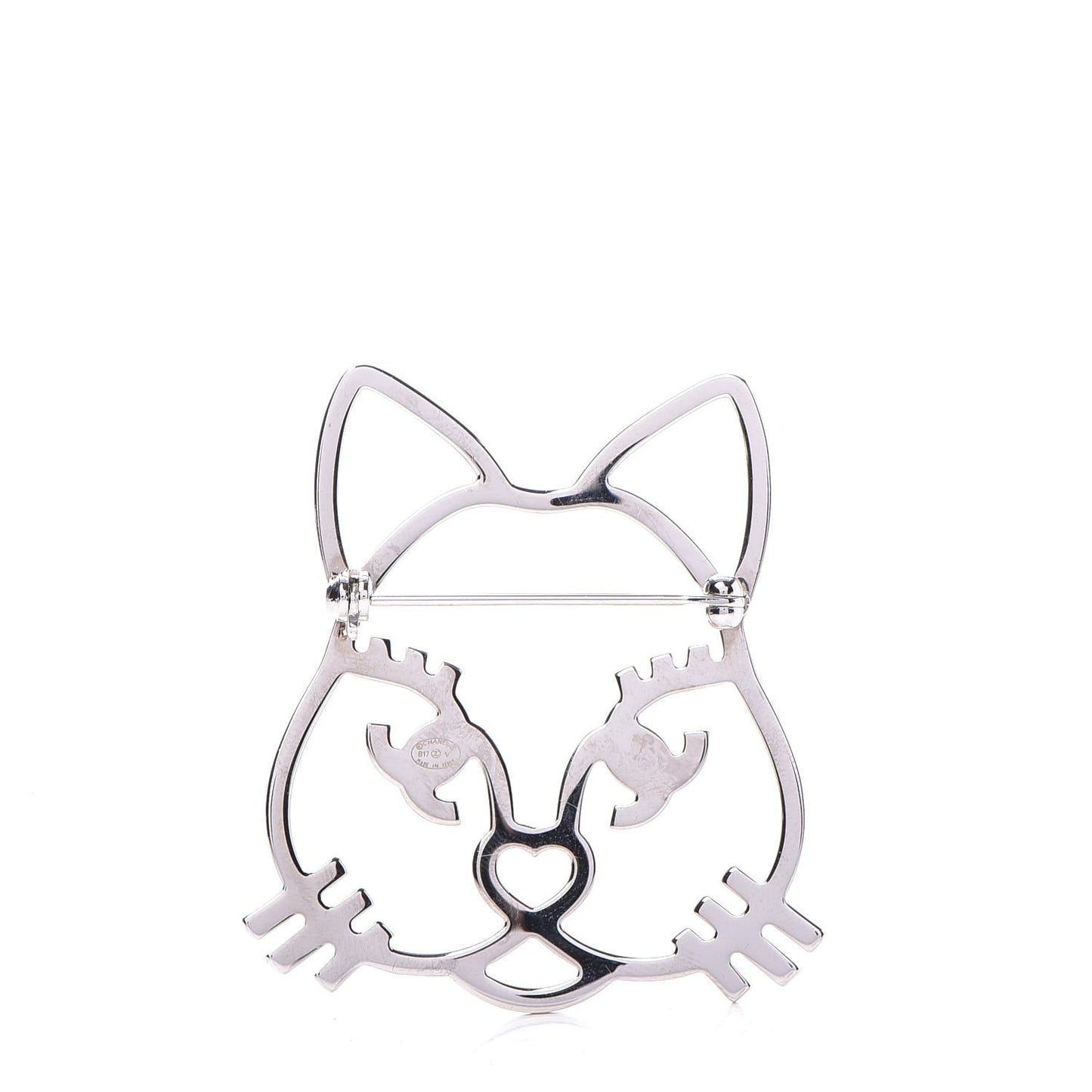 Strass Crystal Emoji Choupette Cat Brooch Silver