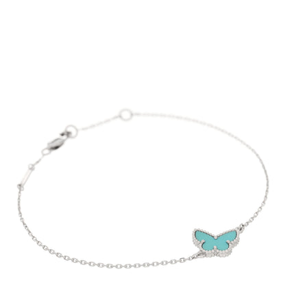 Van Cleef & Arpels 18K White Gold Turquoise Sweet Alhambra Butterfly Bracelet 1 of 3