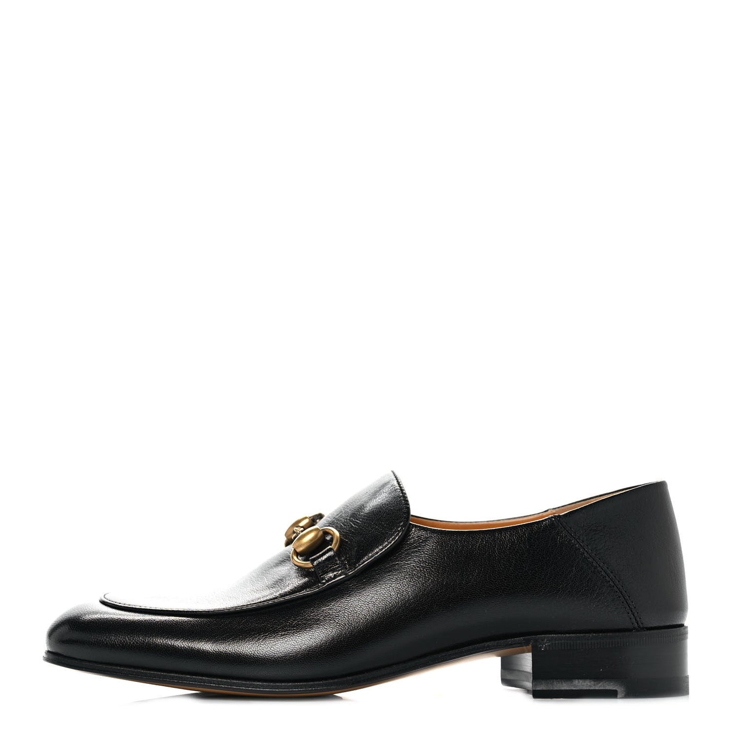 Goatskin Womens Horsebit Mid-Heel Loafers 38.5 Black