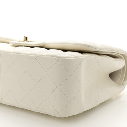 Chanel Caviar Quilted Jumbo Double Flap White 10 of 10