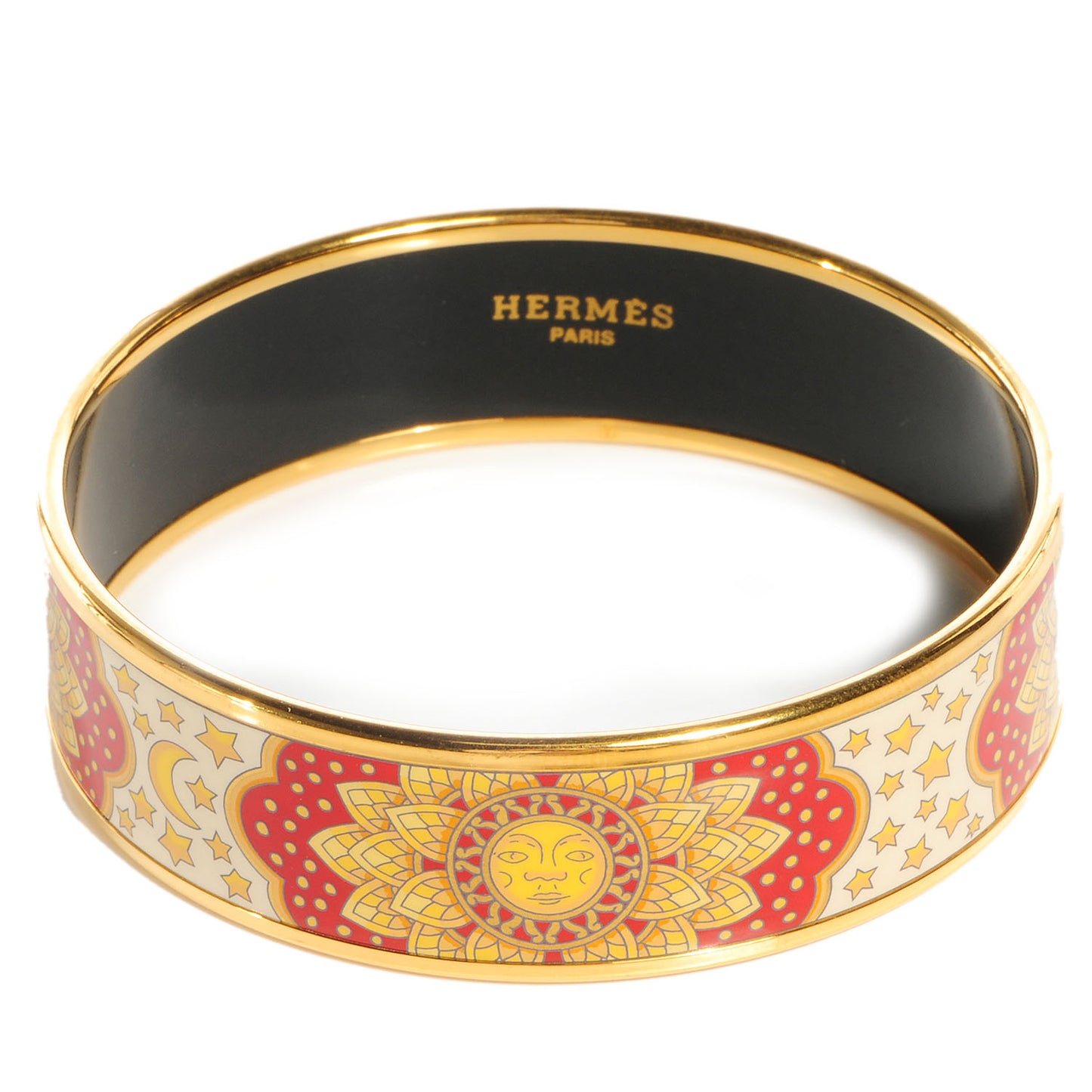 Enamel Printed Sun Moon Stars Wide Bracelet Red 65