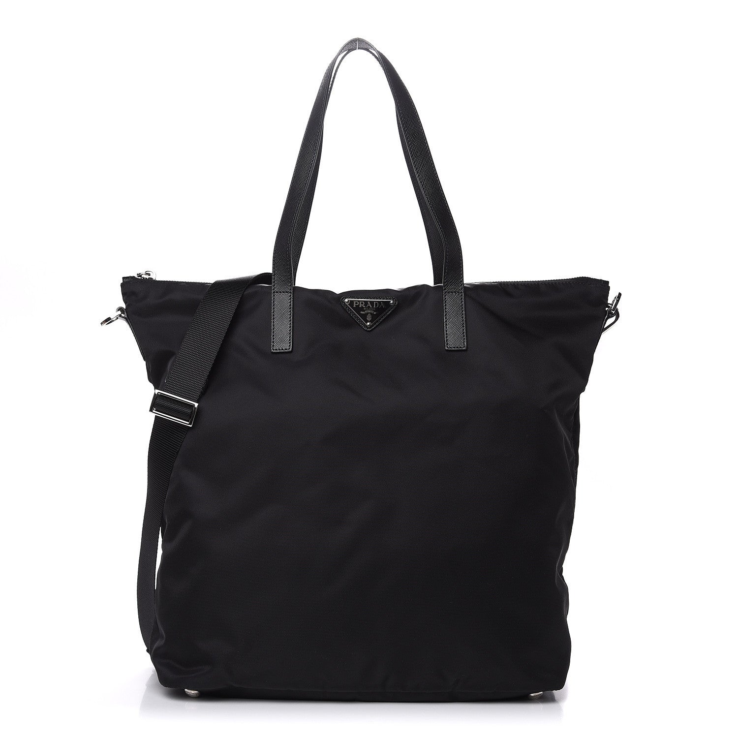 Prada Tessuto Nylon Saffiano Vela Shopping Tote Black 1 of 9