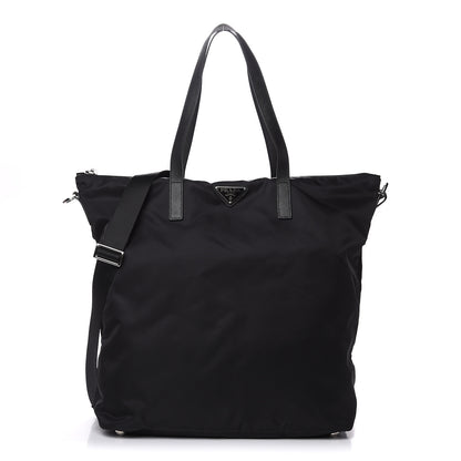 Prada Tessuto Nylon Saffiano Vela Shopping Tote Black 1 of 9