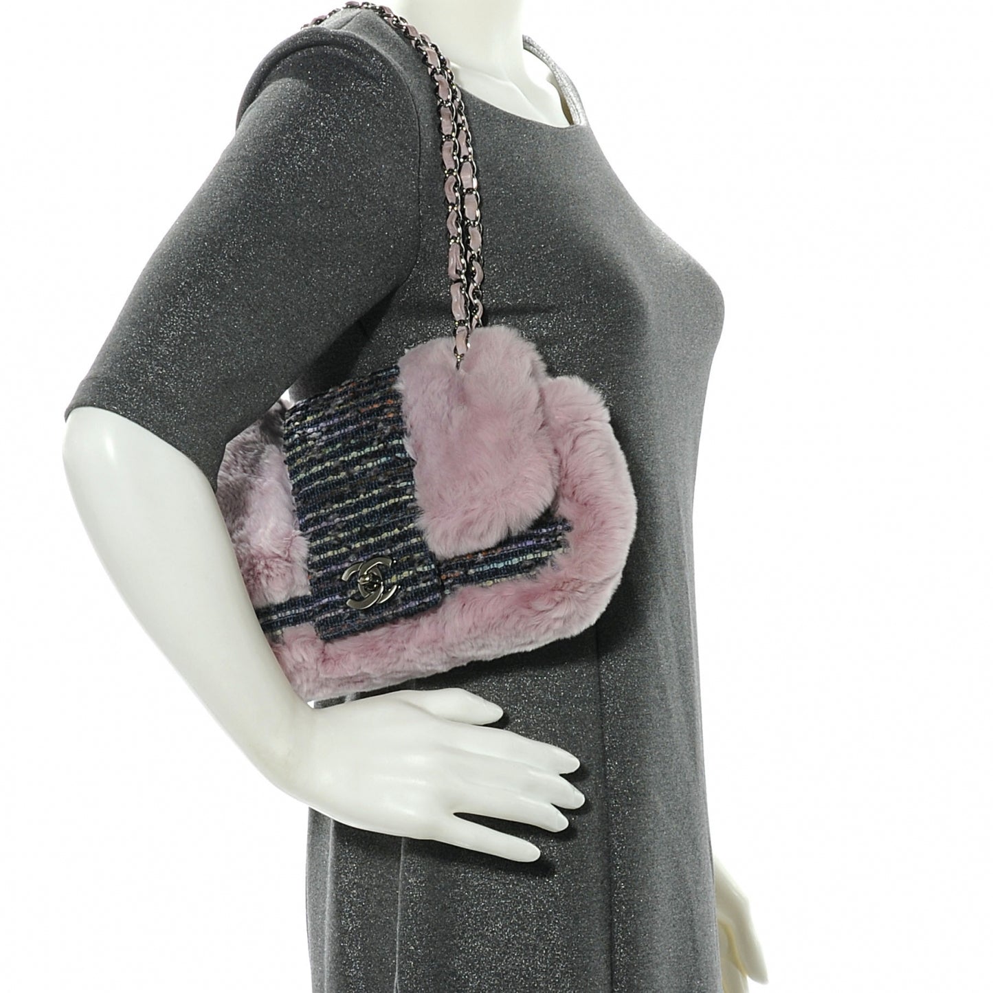 Fantasy Fur Tweed Flap Lilac