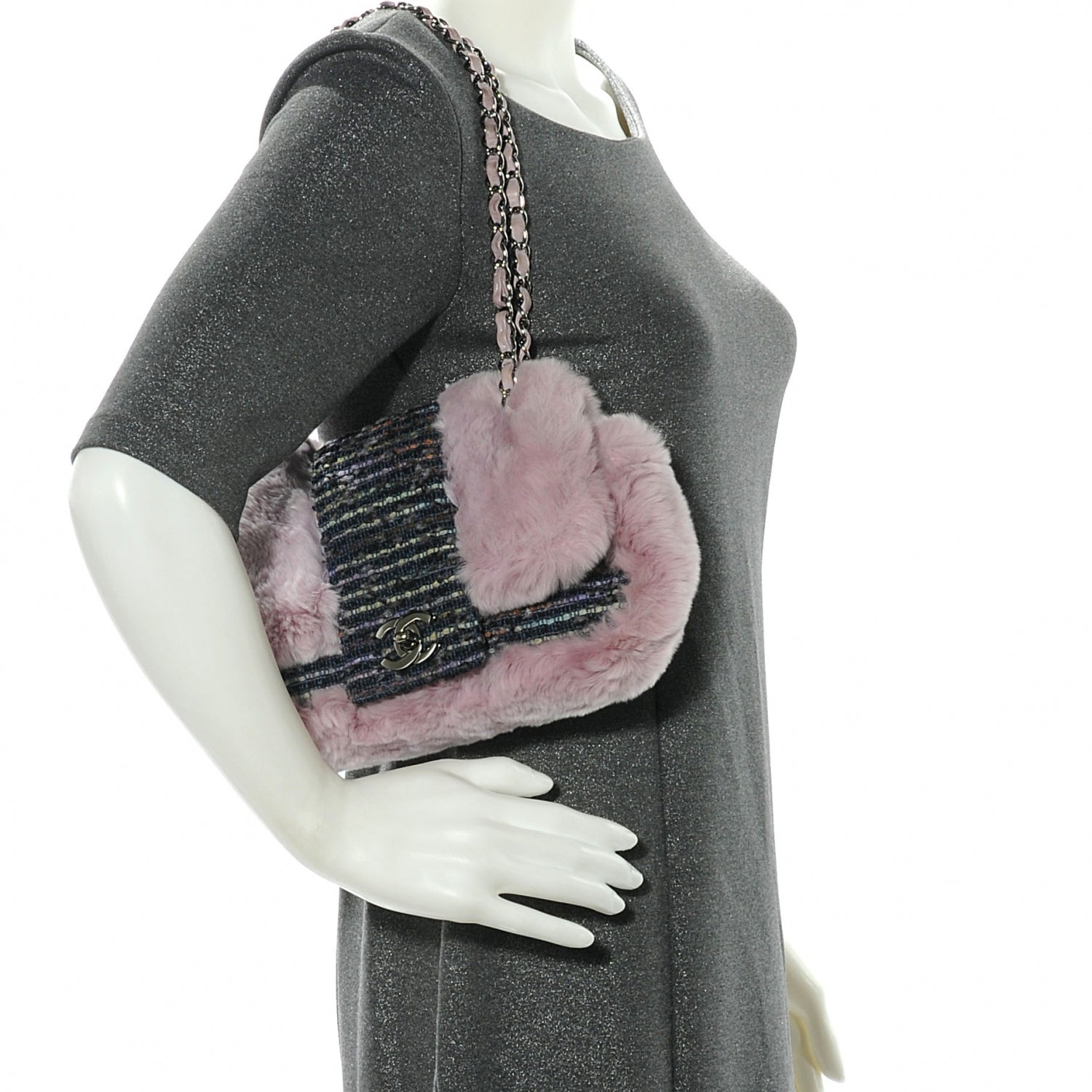 Chanel Fantasy Fur Tweed Flap Lilac 2 of 8