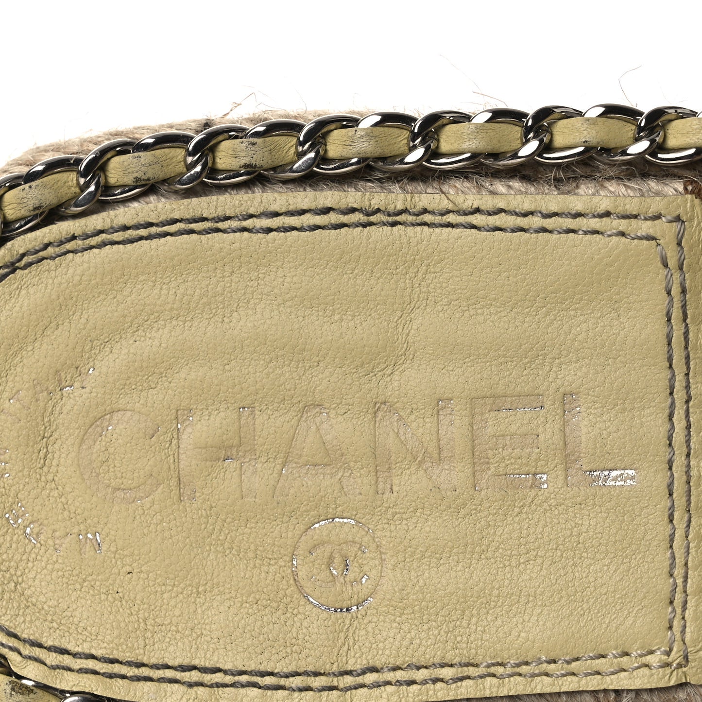 Lambskin Quilted CC Chain Espadrille Mules 38 White