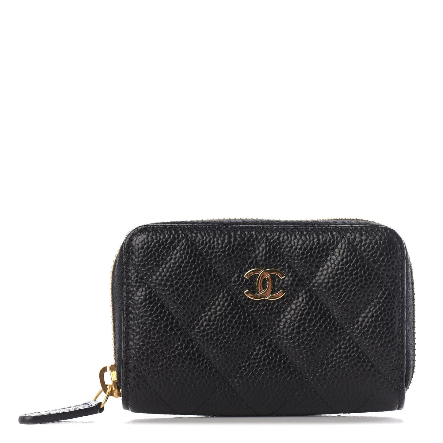 Caviar Quilted Zip Coin Purse Black