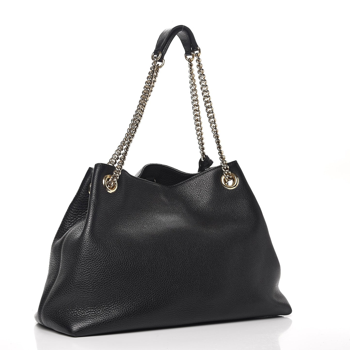 Pebbled Calfskin Medium Soho Chain Shoulder Bag Black