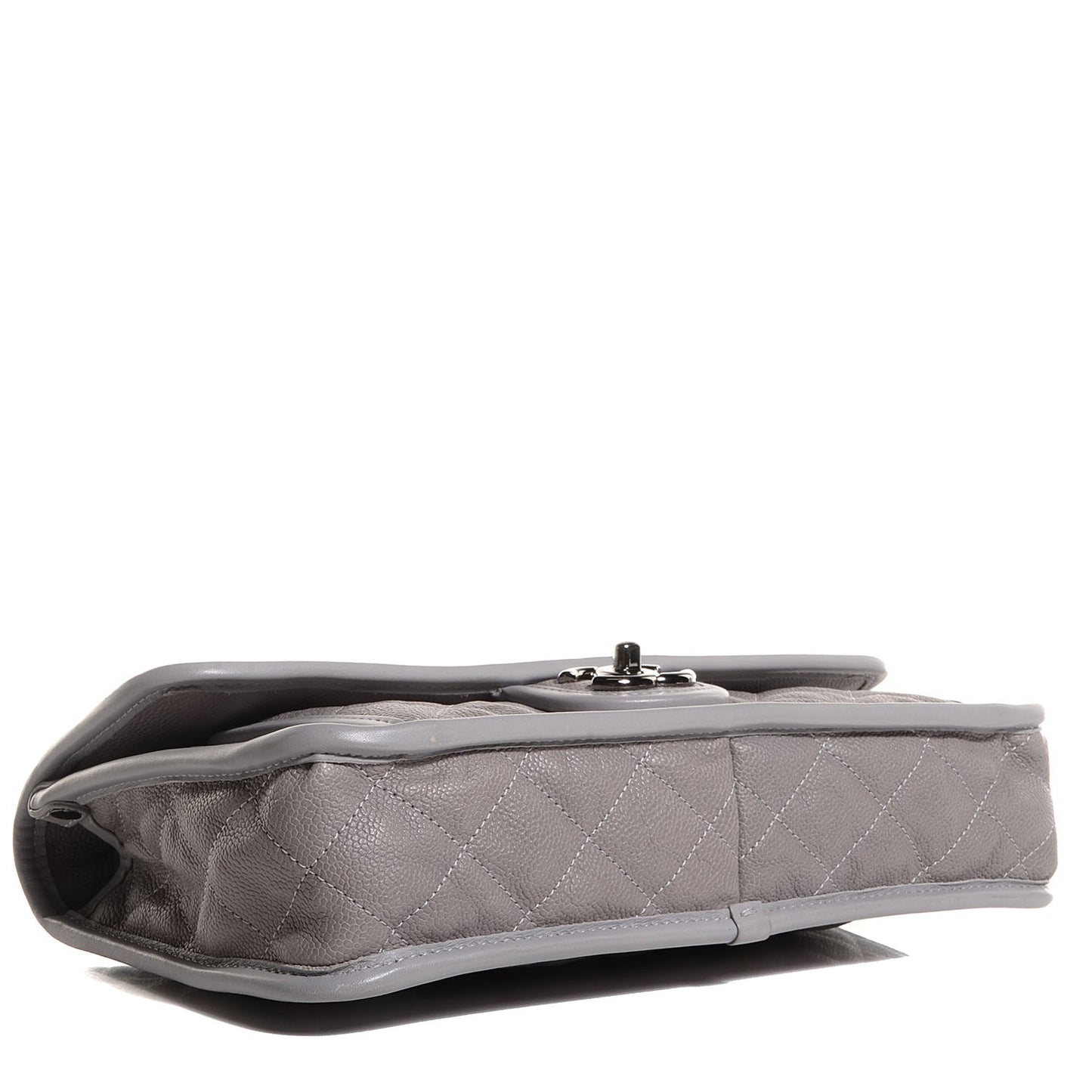 Caviar Quilted Medium French Riviera Flap Light Grey
