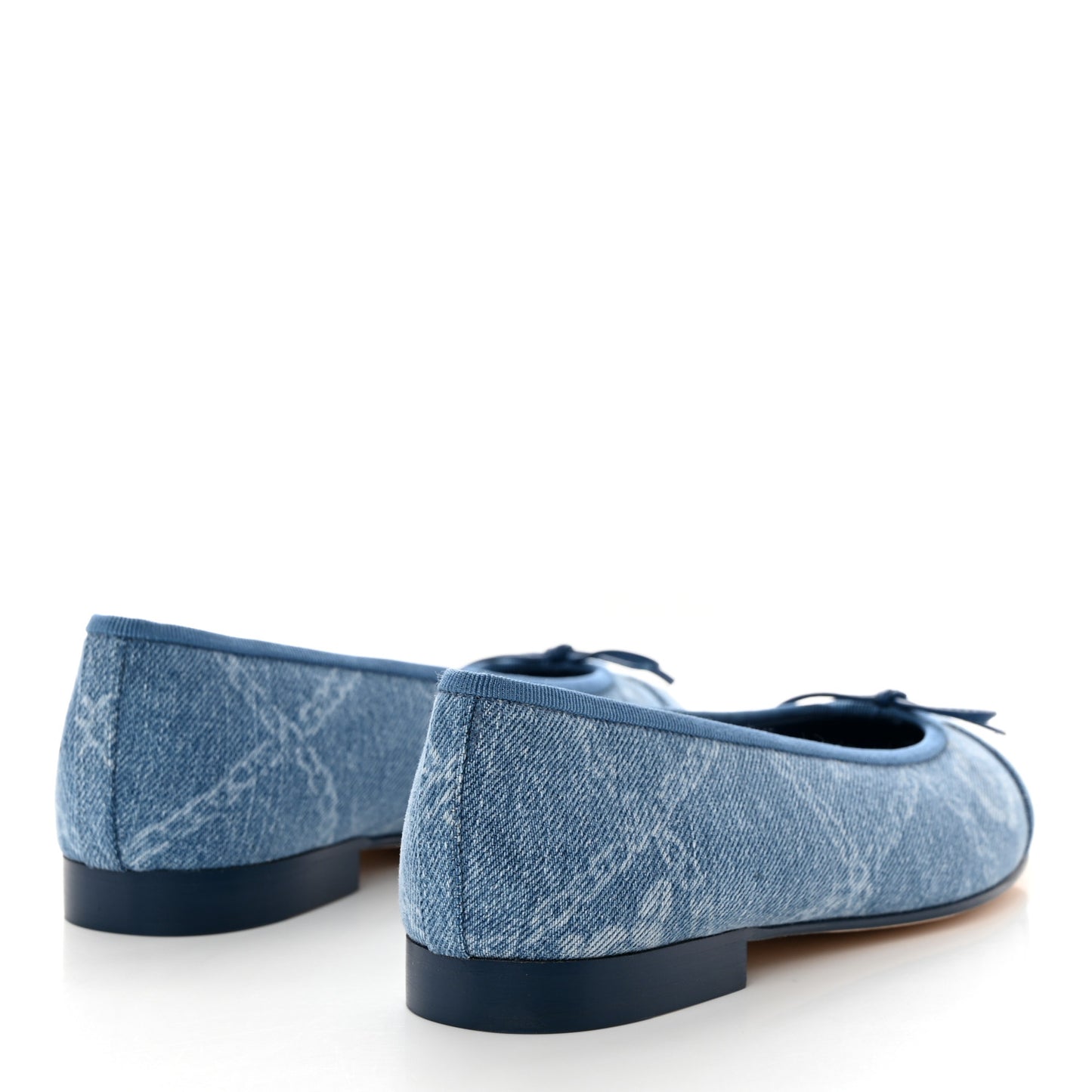 Denim Printed CC Cap Toe Ballerina Flats 36.5 Light Blue White