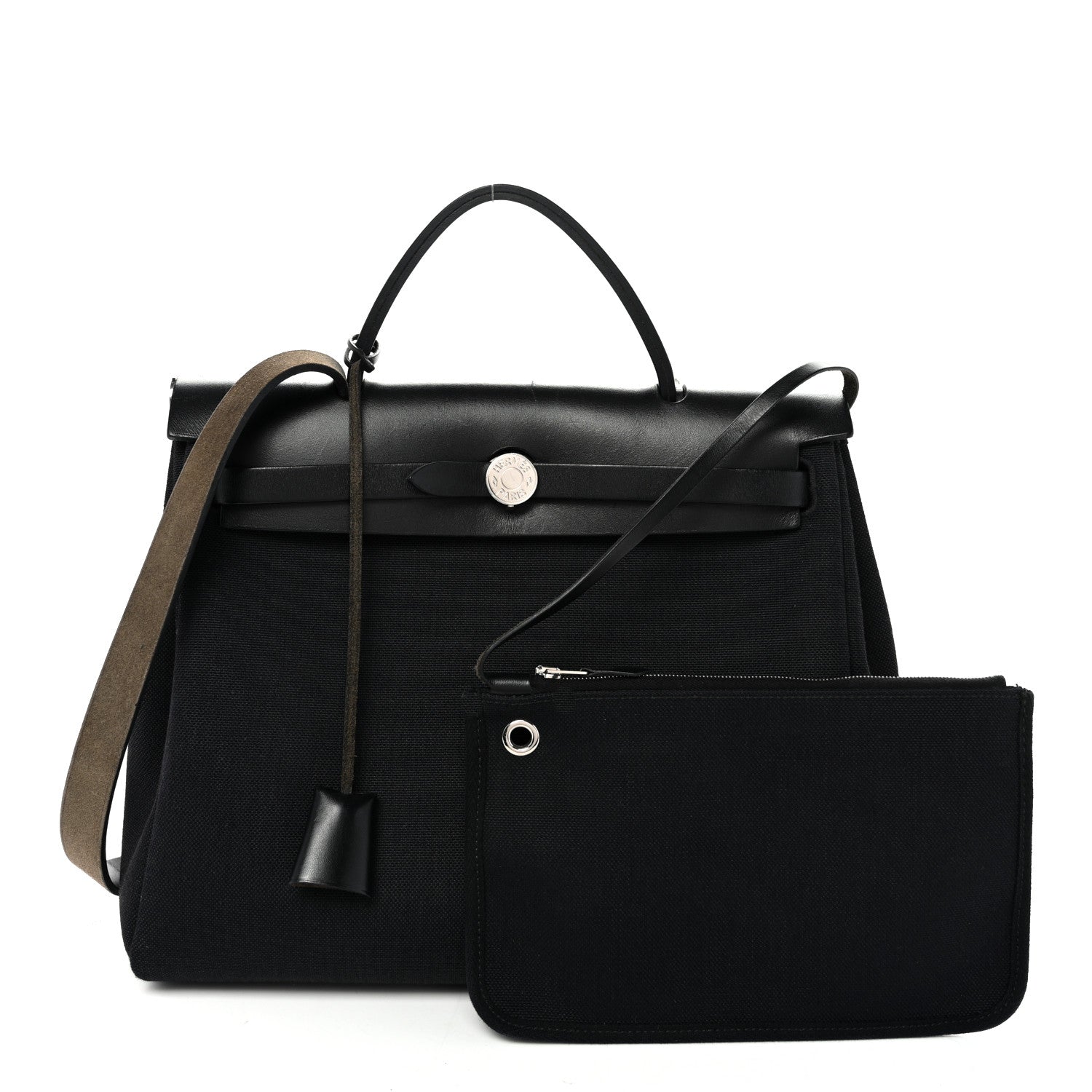 Hermes Military Toile Vache Hunter Herbag Zip Retourne 31 PM Black 3 of 11