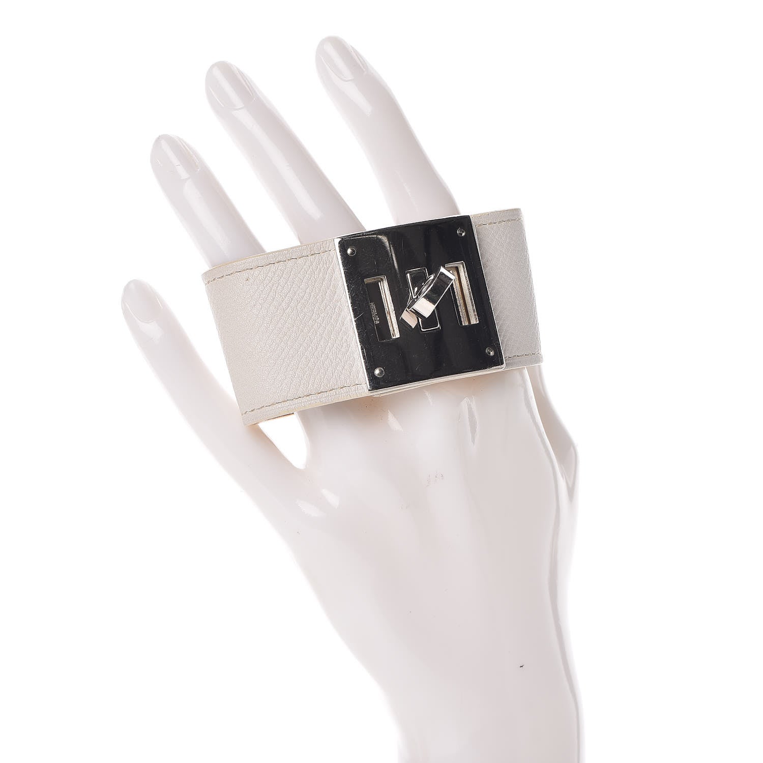 Hermes Epsom Kelly Dog Bracelet White 2 of 5