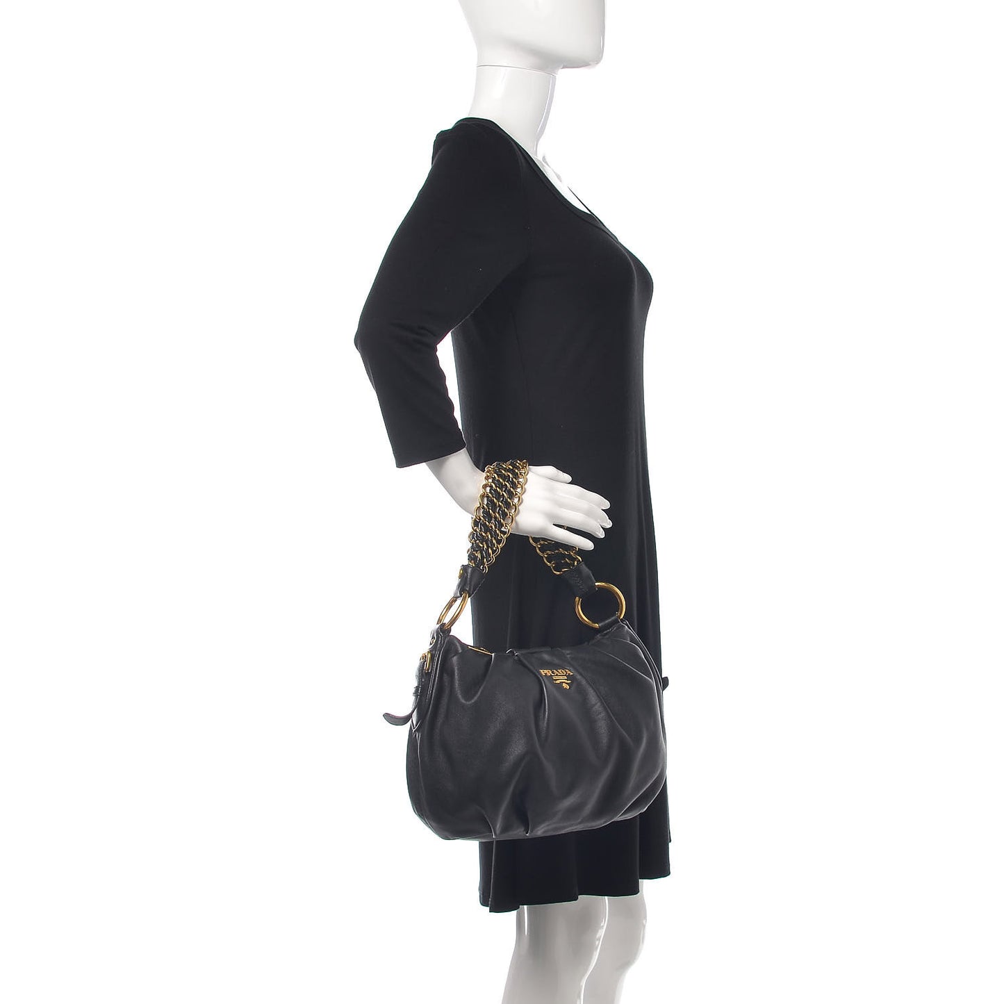 Soft Calf Pleated Hobo Black