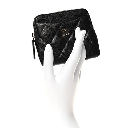 Chanel Caviar Quilted Zip Card Holder Wallet Black 2 of 8