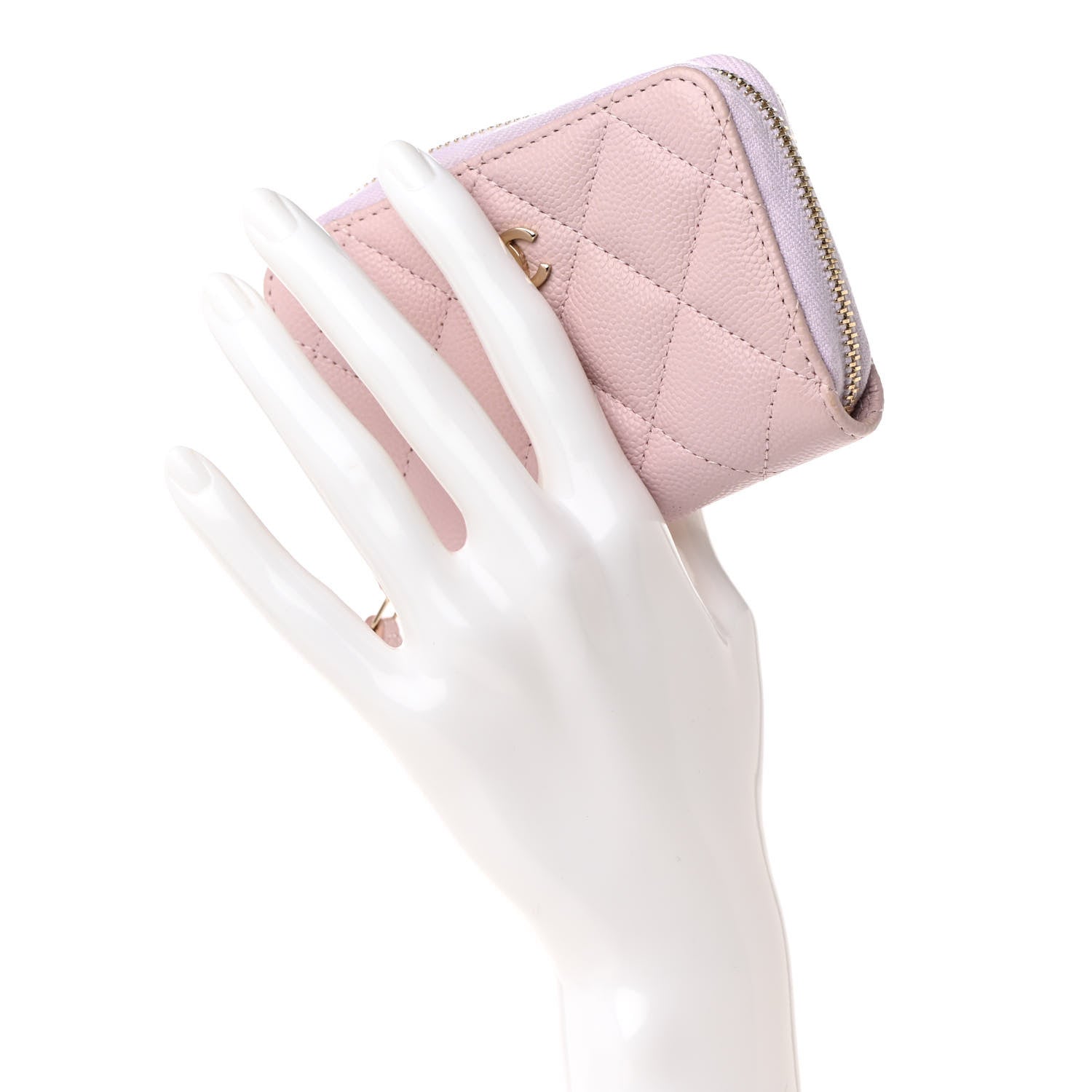 Chanel Caviar Quilted Zip Coin Purse Light Pink 2 of 8