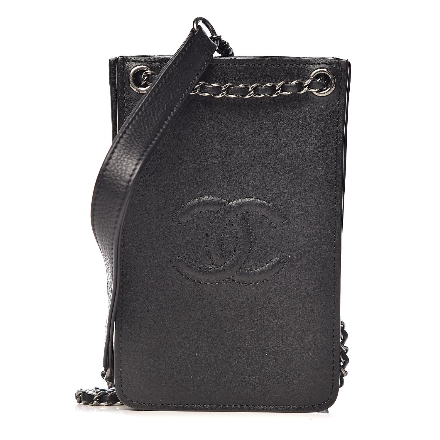 Chanel Calfskin CC Phone Holder Crossbody Black 1 of 10