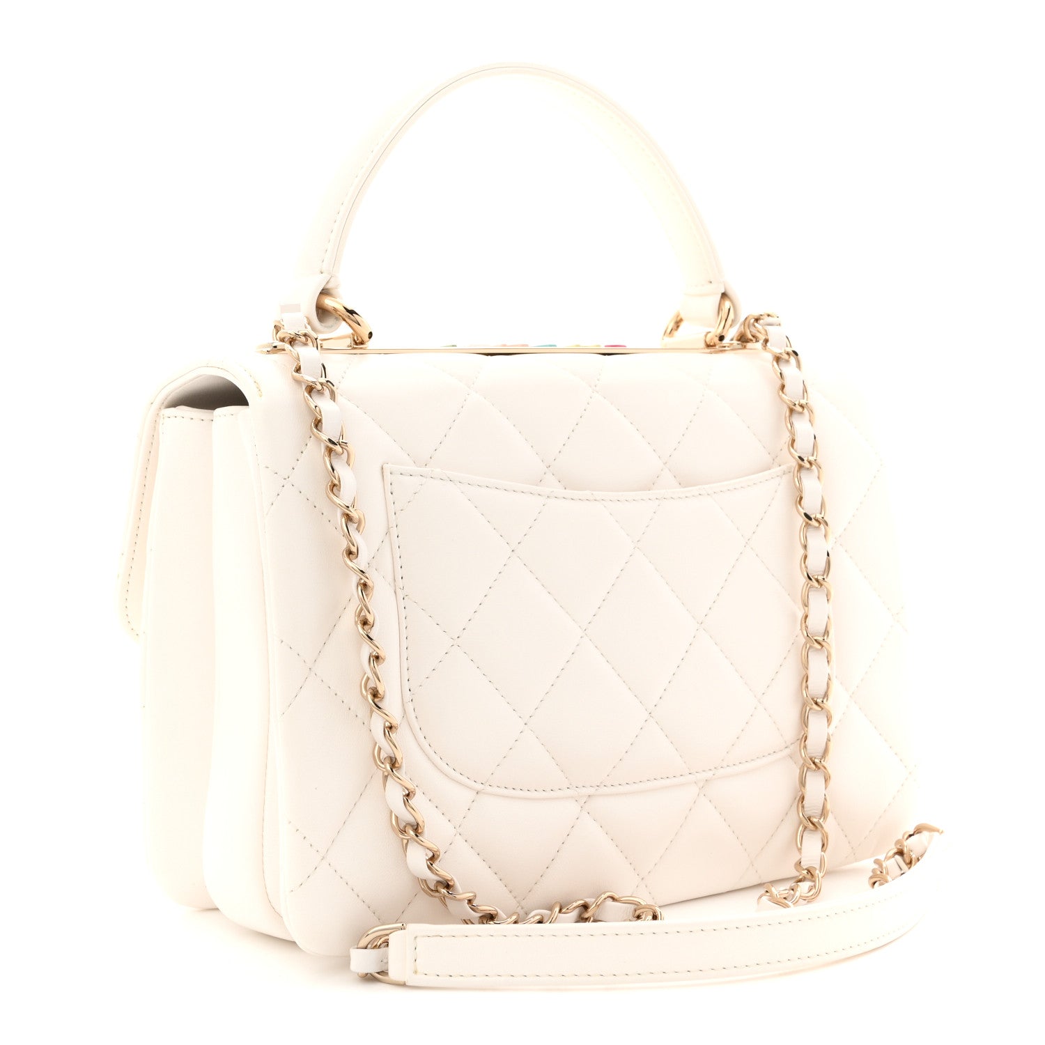 Chanel Lambskin Lacquered Quilted Small Trendy CC Dual Handle Flap Bag White 4 of 21