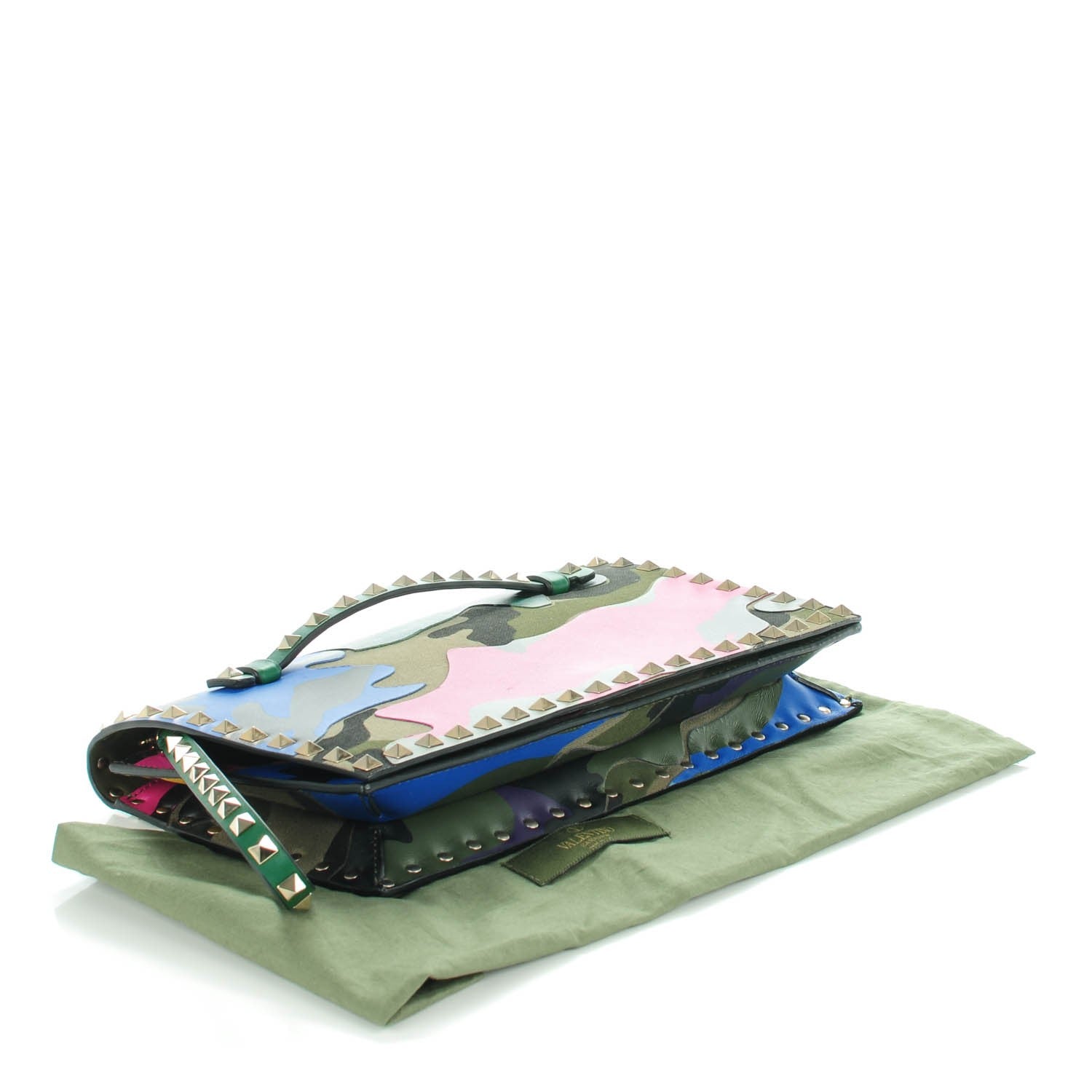 Valentino Garavani Nappa Canvas Camouflage Rockstud Wristlet Clutch Multicolor 5 of 8