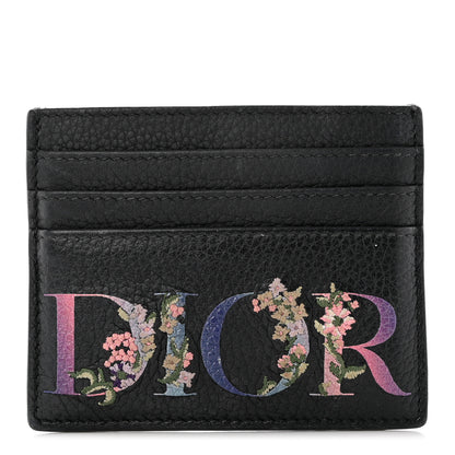 Christian Dior Grained Calfskin Embroidered Floral Lady Dior Card Holder Black 1 of 8