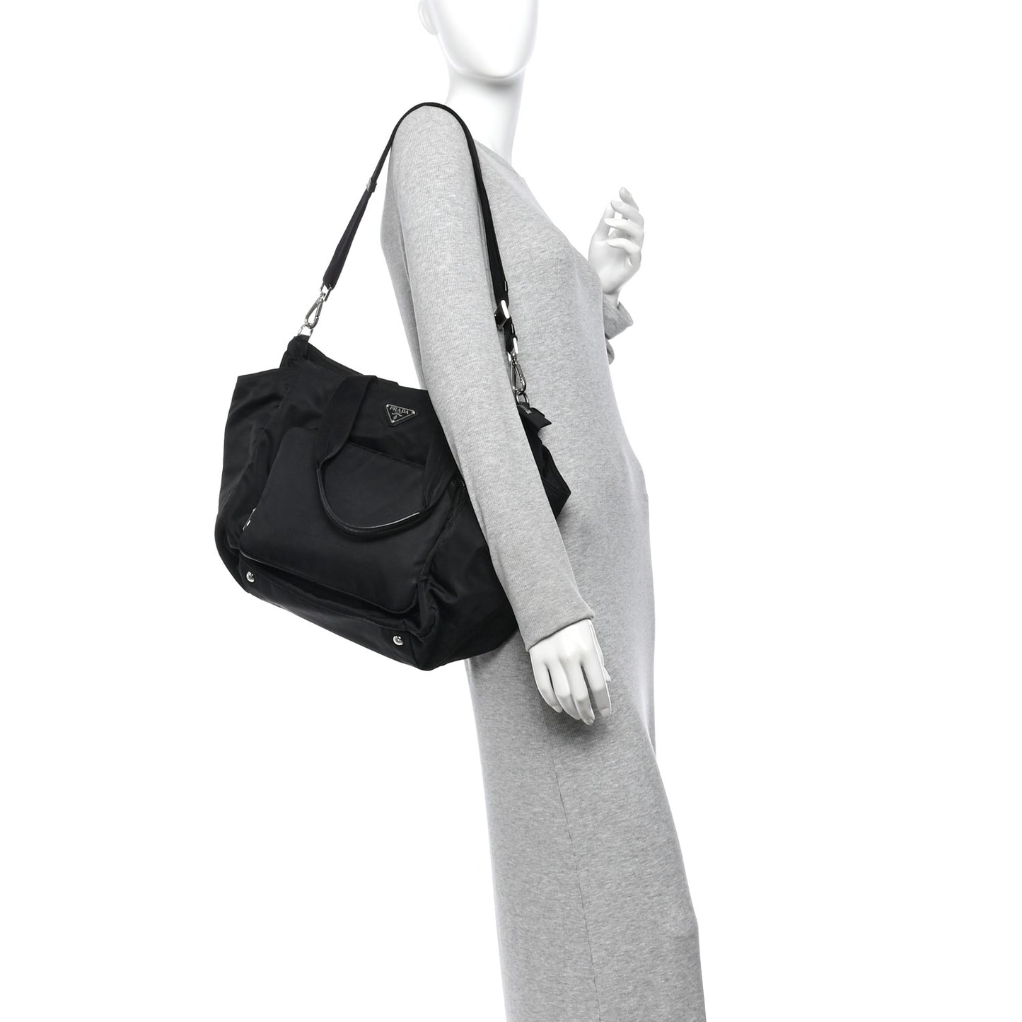 Tessuto Nylon Vela Diaper Bag Black