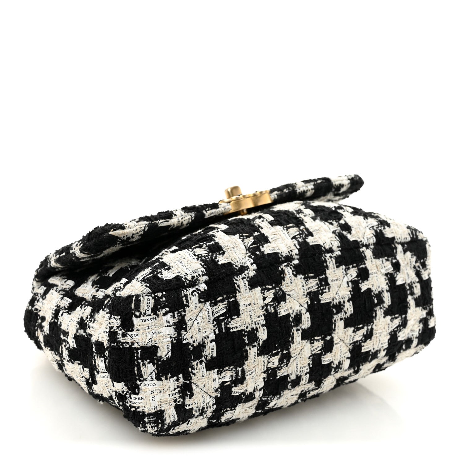 Chanel Tweed Quilted Medium Chanel 19 Flap Black Ecru White 4 of 10