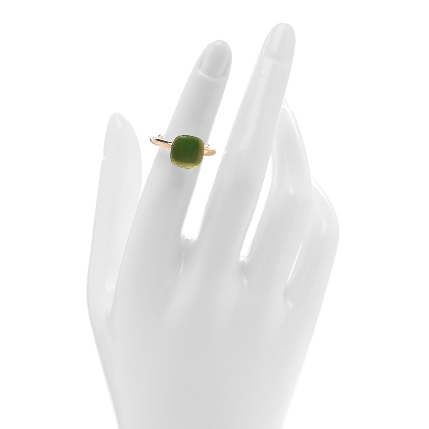 18K Rose White Gold Lemon Quartz Chrysoprase Classic Nudo Gele Ring 52 6