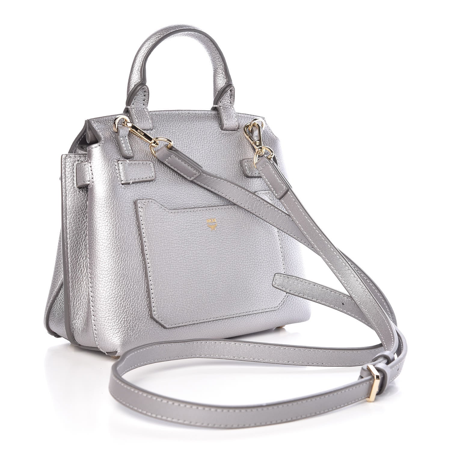 MCM Grained Calfskin Milla Crossbody Spike Silver 3 of 7