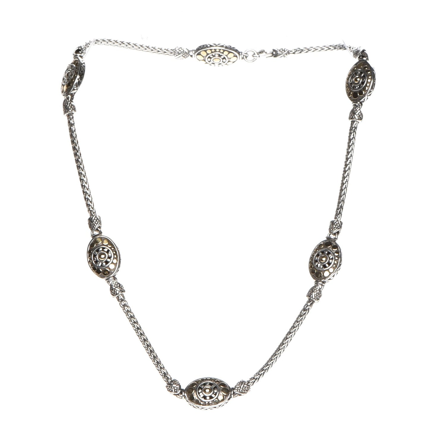 Sterling Silver 18K Yellow Gold Jaisalmer Oval Station Necklace