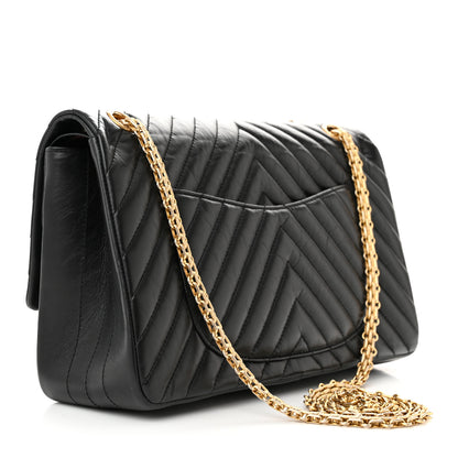 Chanel Aged Calfskin Chevron Quilted 2.55 Reissue 226 Flap Black 3 of 10