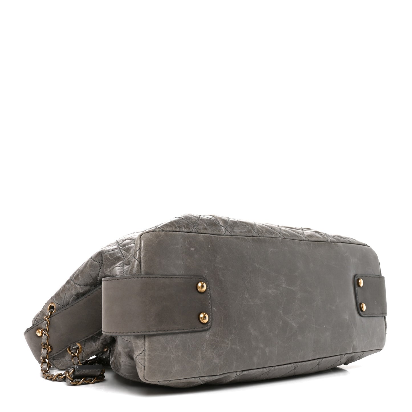 Glazed Calfskin Stingray Bindi CC Accordion Tote Grey