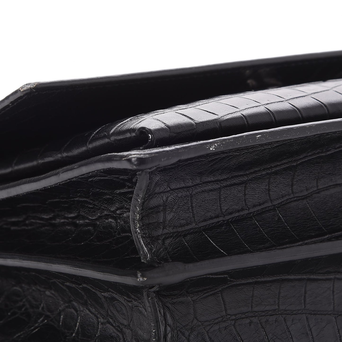 Calfskin Crocodile Embossed Medium Monogram Sunset Black