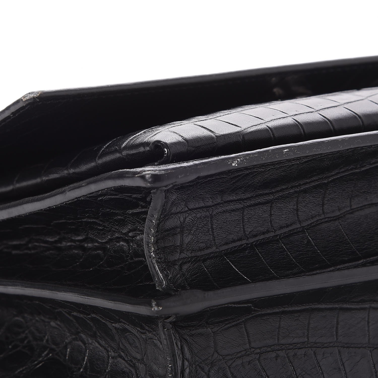 Saint Laurent Calfskin Crocodile Embossed Medium Monogram Sunset Black 8 of 10