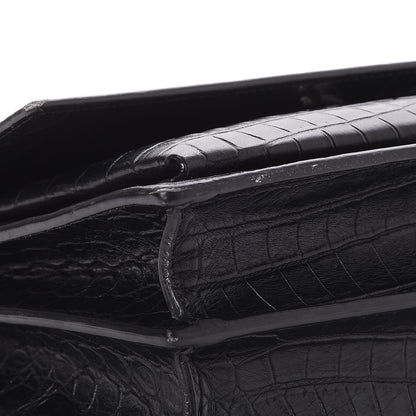 Saint Laurent Calfskin Crocodile Embossed Medium Monogram Sunset Black 8 of 10