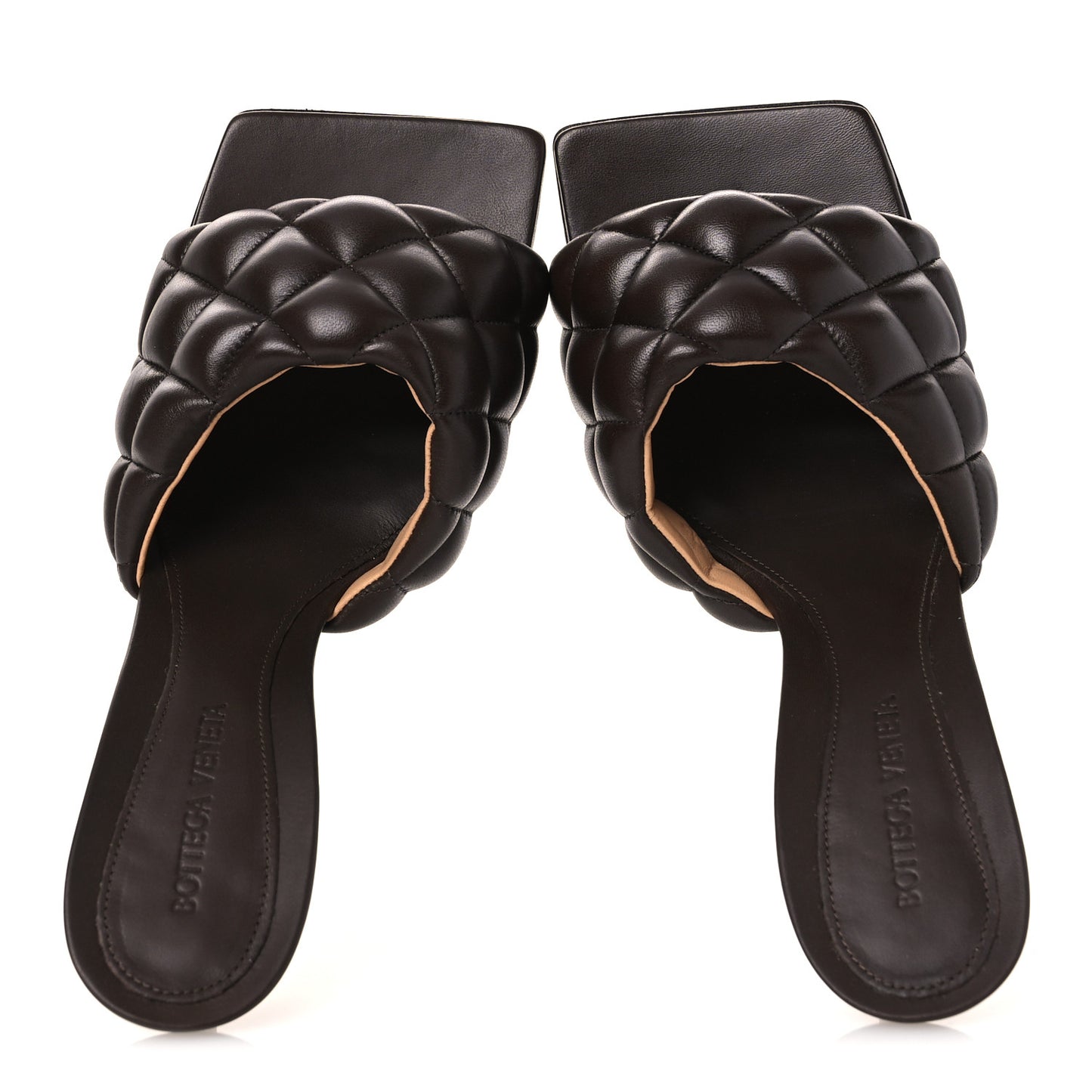 Nappa Matelasse Padded Mule Sandals 40 Chocolate Spread