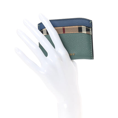 Burberry Soft Grain Calfskin Haymarket Check Izzy Card Case Eucalyptus Green Multicolor 2 of 8