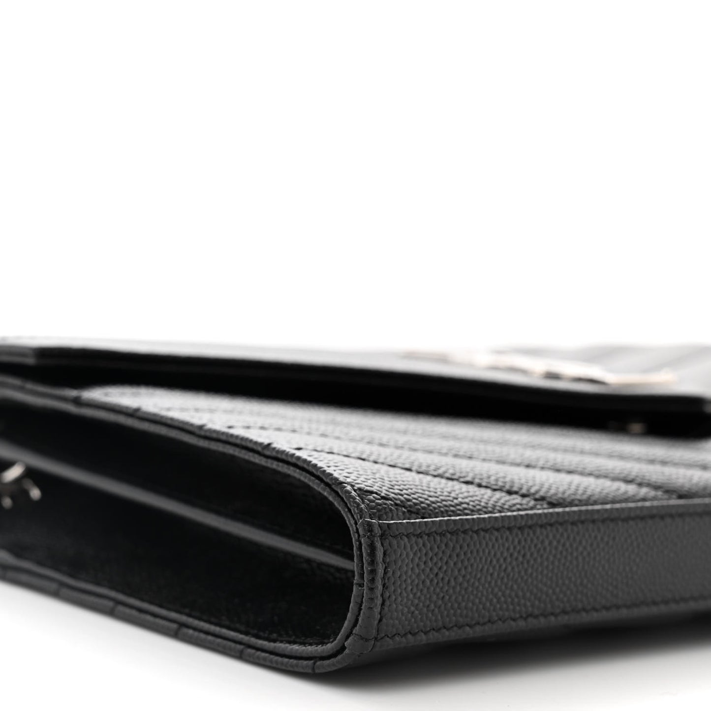 Grain De Poudre Matelasse Chevron Monogram Chain Wallet Black