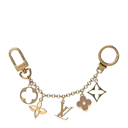 Louis Vuitton Brass Enamel Fleur De Monogram Bag Charm Chain Gold 1 of 4