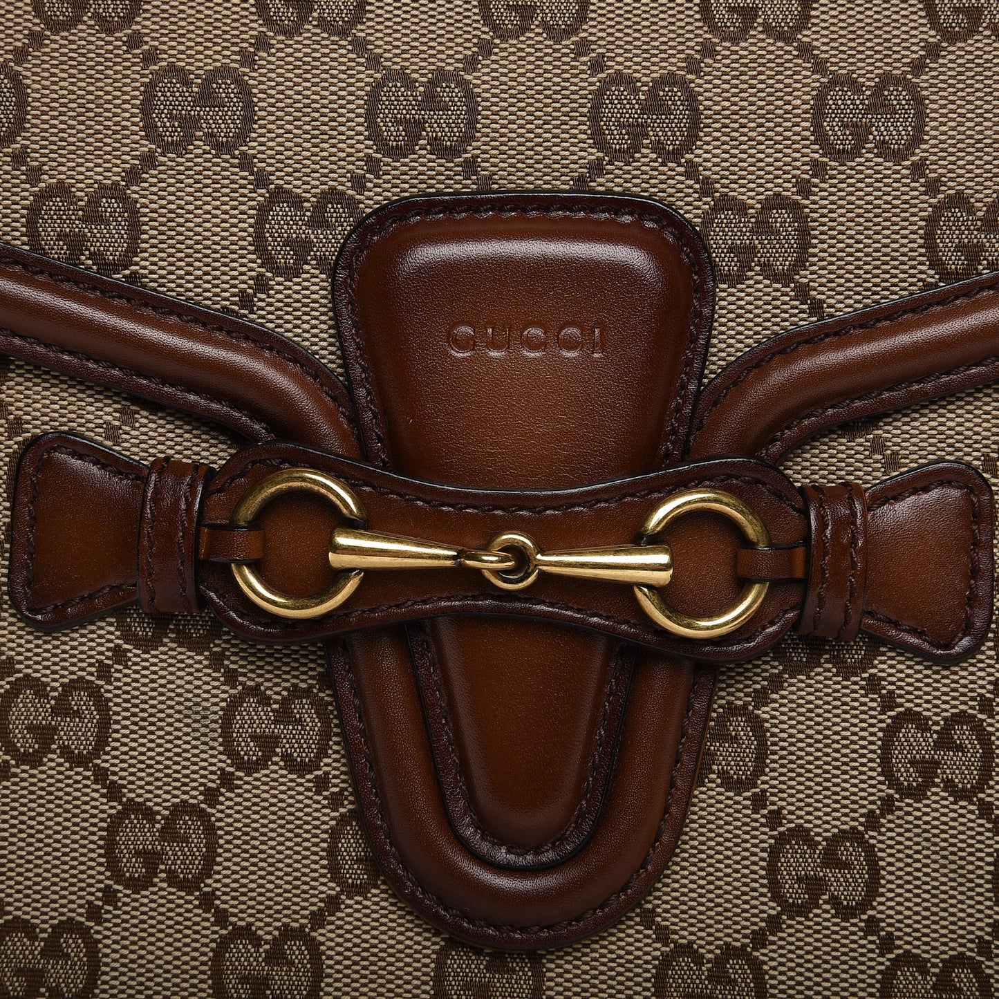 Monogram Medium Lady Web Shoulder Bag Beige Cuir