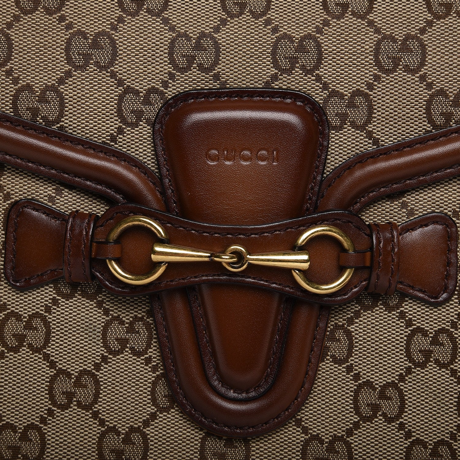 Gucci Monogram Medium Lady Web Shoulder Bag Beige Cuir 8 of 9