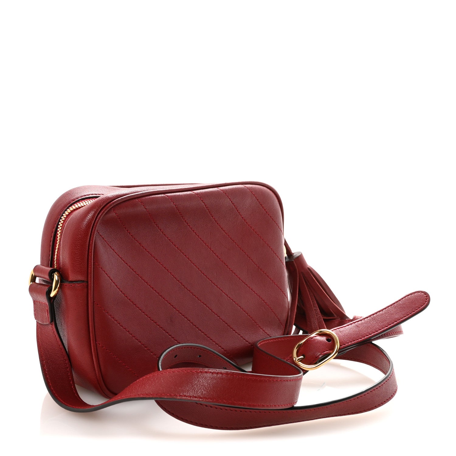 Gucci Sakai Be Green Calfskin Diagonal Stitched Small Blondie Shoulder Bag Rosso 3 of 10