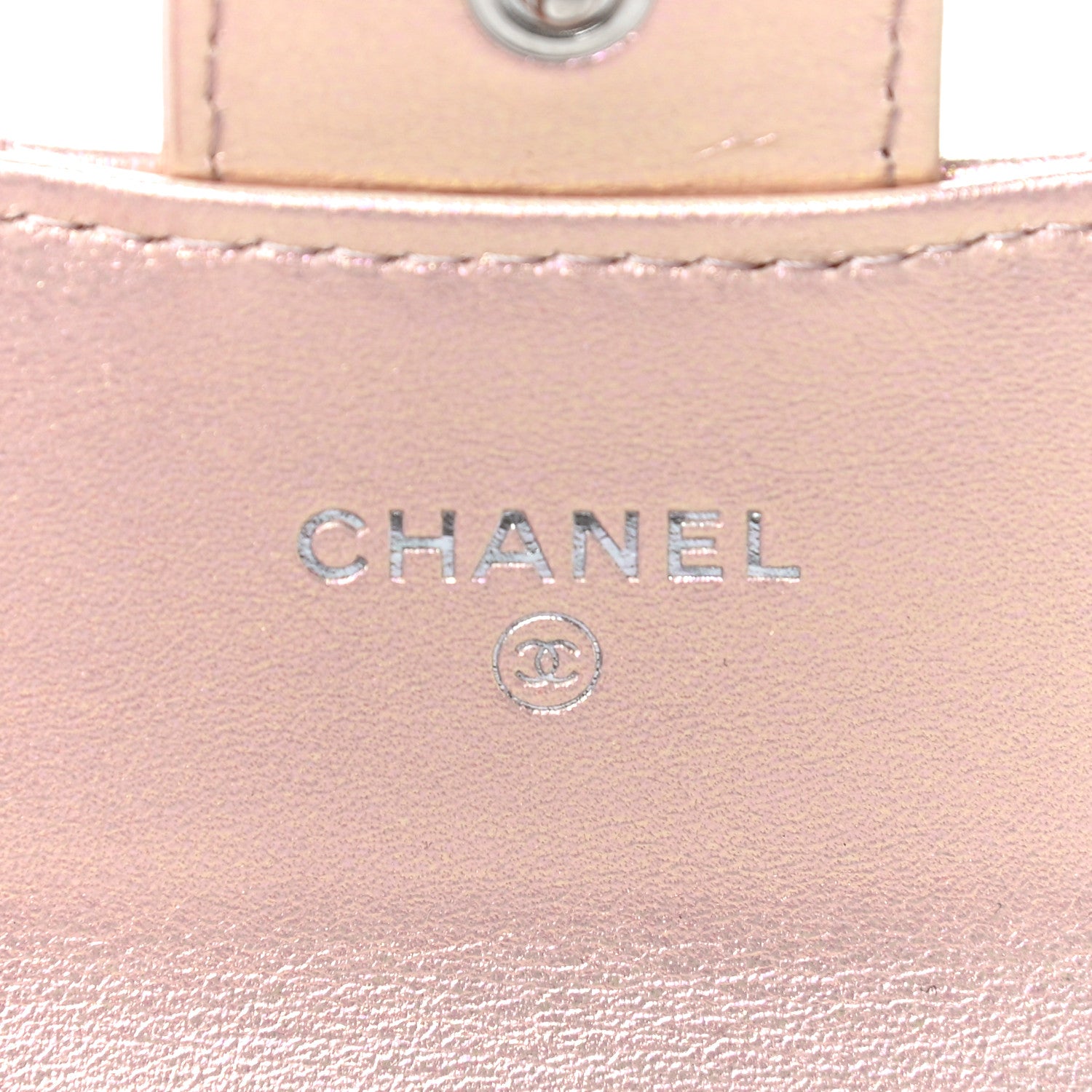 Chanel Iridescent Calfskin Quilted Flap Card Holder Wallet Pink 6 of 18